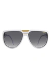 Carrera Eyewear 62mm Oversize Round Sunglasses In White / Grey Shaded