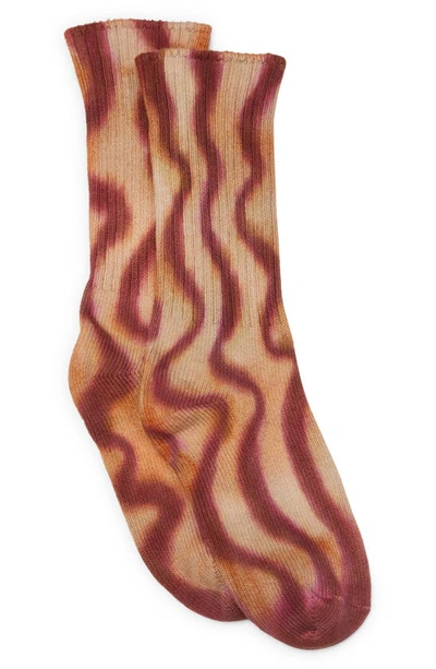 Collina Strada Print Organic Cotton Blend Crew Socks In Chocolate Raspberry