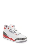 Jordan Kids' Air  3 Retro Sneaker In White/ Red/ Black