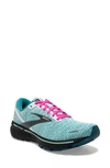 Brooks Ghost 14 Running Shoe In White/black/blue Light