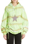 Collina Strada Star Tie Dye Cotton Fleece Hoodie In Green Stripe Star