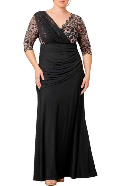 Kiyonna Soiree Evening Gown In Rose Gold
