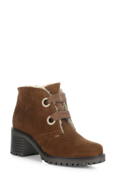 Bos. & Co. Index Leather Ankle Boot In Redwood Suede/ Mini Sherpa