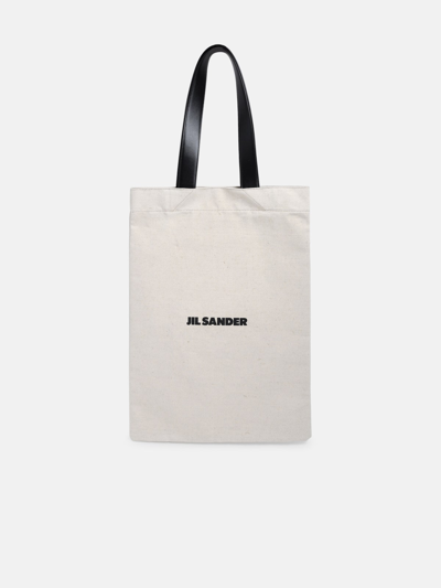 Jil Sander Ecrù Cloth Shopper Flat Bag In White