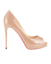 Christian Louboutin New Very Prive 120 Patent-leather Platform Pumps In Nude