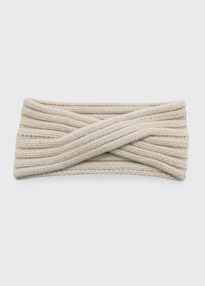 Portolano Ribbed-knit Cashmere Headband In White