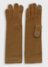 Portolano Long Cashmere Tech Gloves In Cammello Scuro