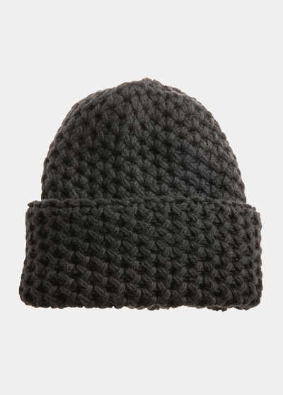 Inverni Cashmere Honeycomb Knit Beanie In 9000 Black
