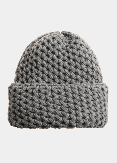 Inverni Cashmere Honeycomb Knit Beanie In 8002 Graphite Gre