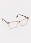 Tom Ford Blue Light Blocking Two-tone Acetate Cat-eye Glasses In Pnko