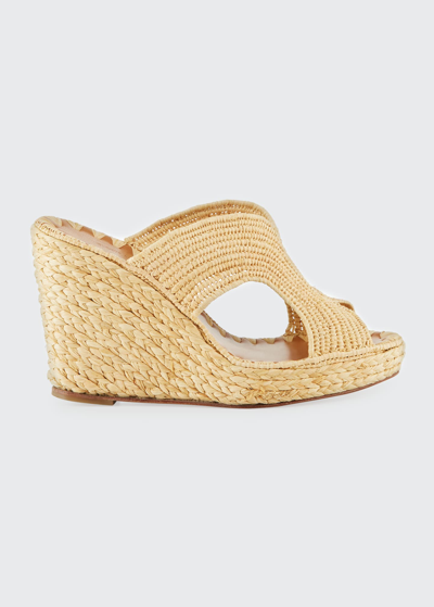 Carrie Forbes Lina Cutout Slide Wedge Sandals In Natural