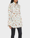 Balenciaga Off-shoulder Crinkle-effect Floral-jacquard Dress In White/red