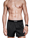 Tom Ford Men's Silk Jacquard Logo Boxers In Black