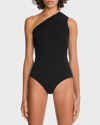 Wolford One-shoulder Asymmetrical Bodysuit Black In Black