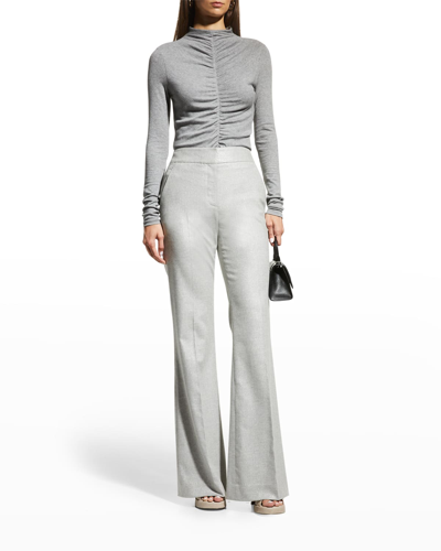 Veronica Beard Jeans Theresa Knit Ruched Turtleneck In White