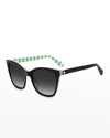Kate Spade Desis Square Acetate Sunglasses In 0phw Havana Green