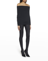 Balenciaga Off-the-shoulder Rib Cover-up Top In Black