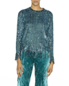 Etro Marlene Embellished Fringe Top In Green