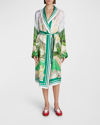 Casablanca Tennis Club-print Belted Silk Twill Robe In Tennis Club Prive