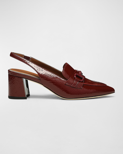 Donald J Pliner Saige Patent Slingback Loafer Pumps In Oxblood Rd