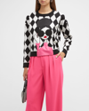 ALICE AND OLIVIA GLEESON APPLIQUE STACE LONG-SLEEVE PULLOVER