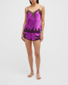 Josie Natori Lolita Standard-fit Lace-trim Silk Shorts In Orchid Pink