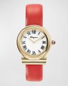 FERRAGAMO GANCINI WATCH WITH LEATHER STRAP, GOLD