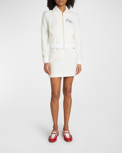 Casablanca Terry Logo Embroidered Teddy Track Jacket In Off-white