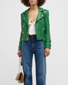 L Agence Billie Belted Leather Jacket In Clover Green