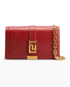 Versace Greca Goddess Leather Wallet On Chain In Red/gold
