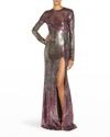 Etro Nan Iridescent Grid Gown In Redd