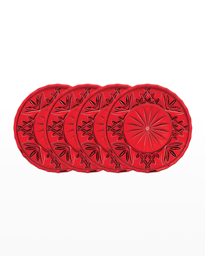 Godinger Set Of 4 Dublin Crystal Coasters In Red