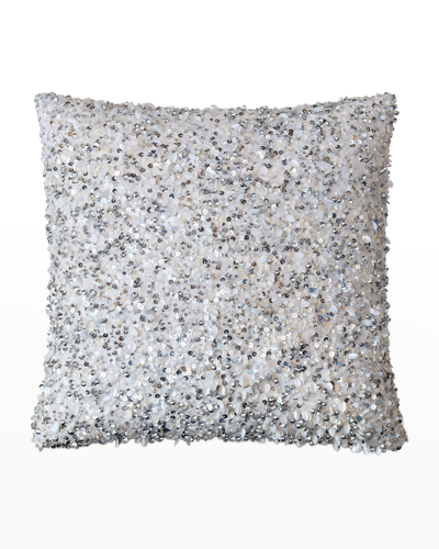 Eastern Accents Crystal Platinum Sequined Pillow - 20" In Silver