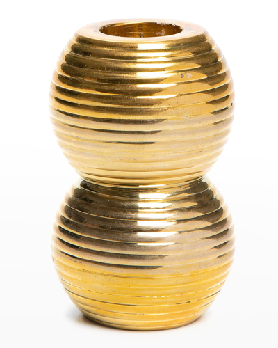 Mackenzie-childs Ribbed Double Sphere Golden Candle Holder