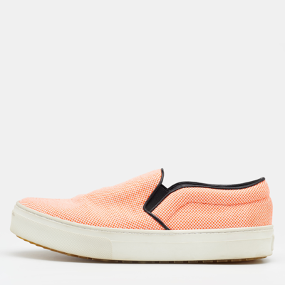 Pre-owned Celine Orange Canvas Slip On Trainers Size 38