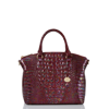 Brahmin Duxbury Croc Embossed Leather Satchel In Sangria