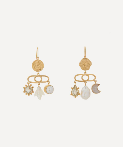 Grainne Morton 18ct Gold-plated Decorative Linked Balance Drop Earrings In Multi