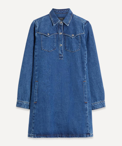 Apc Leana Dress In Washed Indigo