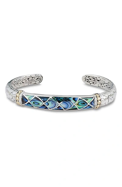 Samuel B. 18k Gold & Sterling Silver Abalone Bangle Bracelet In Blue And Green