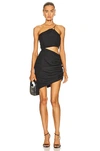 Gauge81 Midori One-shoulder Cut-out Mini Dress In Black