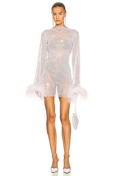 Santa Feathers Mini Dress In White