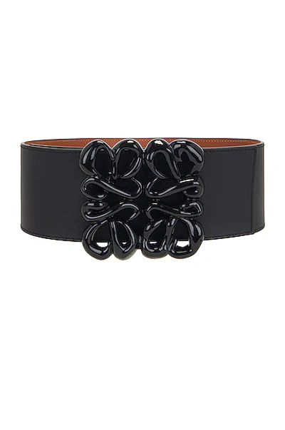 Loewe Inflated Anagram Reversible Belt In Black Tan
