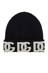 Dolce & Gabbana Cashmere Hat With Jacquard Dg Logo In Combined Color