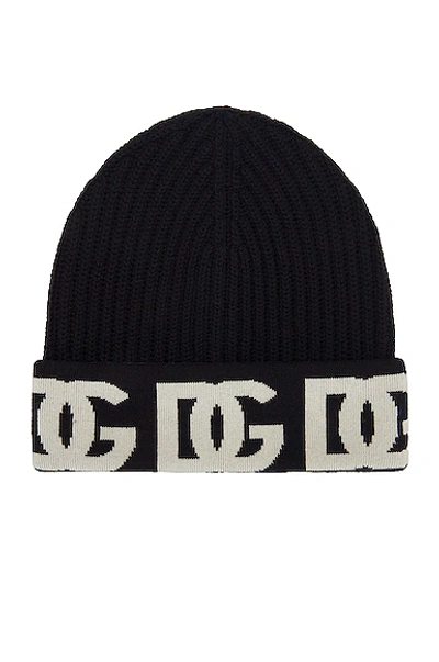 Dolce & Gabbana Dg Logo Jacquard Knit Beanie In Multicolor