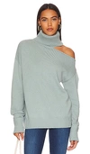 Paige Raundi Cutout Shoulder Sweater In Slate