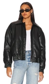 Anine Bing Zora Logo-embossed Faux-leather Jacket In Black