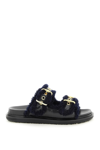 Marni Fussbett Leather And Shearling Sandals In Multicolor