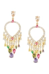 Cz By Kenneth Jay Lane Mixed Cz Front-facing Teardrop Chandelier Earrings In Multi
