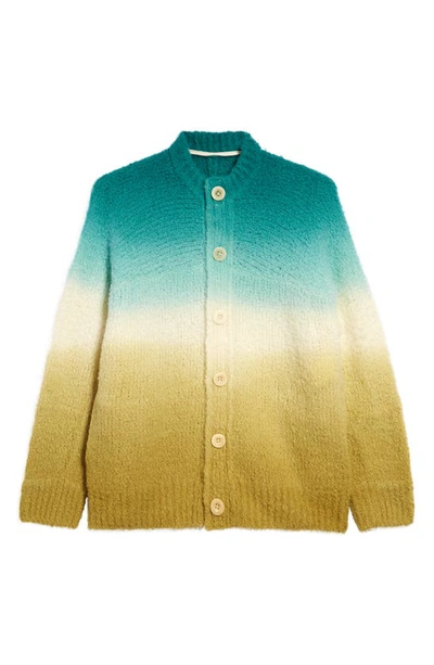 Sacai Gradient-effect Wool-blend Cardigan In Yellow