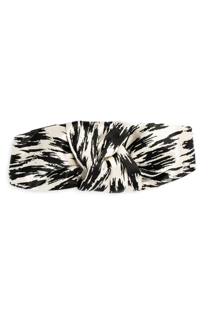 L Erickson Knotted Head Wrap In Brushed Black And White